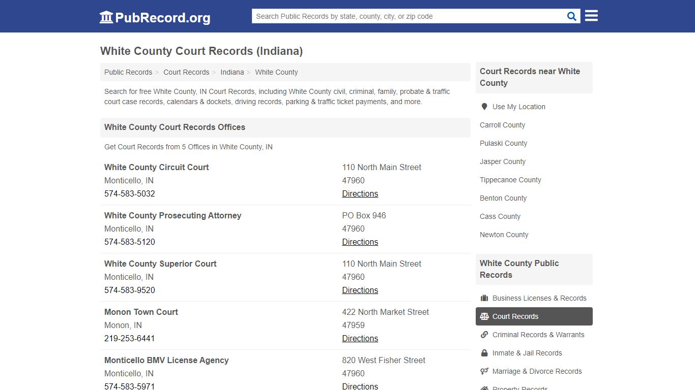 Free White County Court Records (Indiana Court Records) - PubRecord.org